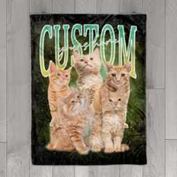 Custom Pet Portrait Blanket Gift, Personalised Bootleg Rap Pet Photo Present, Vintage 90's Style Blanket, Retro Blanket - thumbnail 3