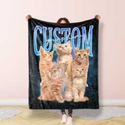 Custom Pet Portrait Blanket Gift, Personalised Bootleg Rap Pet Photo Present, Vintage 90's Style Blanket, Retro Blanket - thumbnail 2