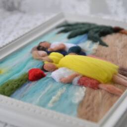 Mothers Day Personalised Art From Photo Wool Gift For Mum, Mom, Mother Portrait Family Present Children Room Decor Wall Bespoke Artwork - thumbnail 3