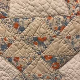 Hand Quilted Basket Table Centerpiece - Antique Reversible Wall Hanging - thumbnail 3