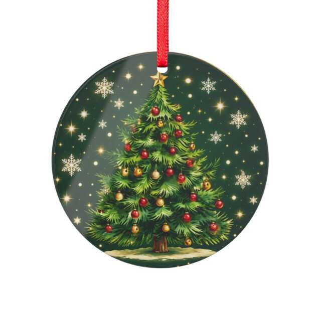 Christmas Tree Illustration Acrylic Ornament - Holiday Decoration