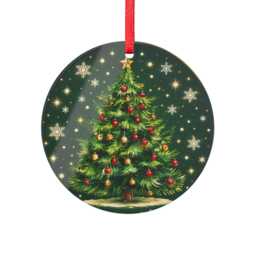 Christmas Tree Illustration Acrylic Ornament - Holiday Decoration