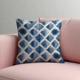 Blue White Lattice Cushion Cover, Watercolor Diamond Pillow Case , Modern Geometric Throw Pillowcase - thumbnail 3