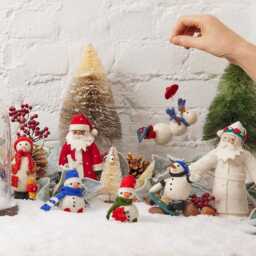 Little Blue Bundled-Up Snowman Ornament, Hand Felted Christmas Decor, Handmade Festive Holiday Charm - thumbnail 3