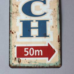 Beach 50M Sign Rustic Shabby, Door Vintage Style, Information Wall Hanging, Plaque White Blau, Nostalgic - thumbnail 3