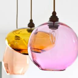 Colored Glass Pendant Lights. Hand Blown Kitchen Lighting. Multi Dining Table Lighting - thumbnail 2