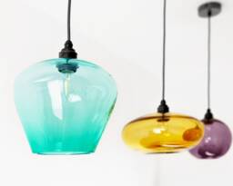 Colored Glass Pendant Lights. Hand Blown Kitchen Lighting. Multi Dining Table Lighting - thumbnail 1