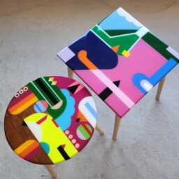 Handmade Resin Coffee Table Set Colorful Abstract Boho Side Tables - thumbnail 2