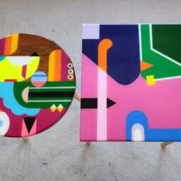 Handmade Resin Coffee Table Set Colorful Abstract Boho Side Tables - thumbnail 3