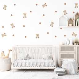 Teddy Bear Wall Decals Neutral Nursery Decor Stickers Baby Boy Beige Polka Dot - thumbnail 3