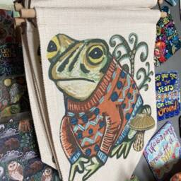 Toad in Sweater Linen Pennant, Quirky Wall Decor - thumbnail 2