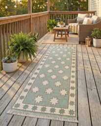 Hand Knotted Oushak Wool Rug, Modern Star Design, Living Room Area Carpet - thumbnail 1