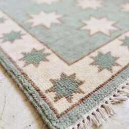 Hand Knotted Oushak Wool Rug, Modern Star Design, Living Room Area Carpet - thumbnail 2