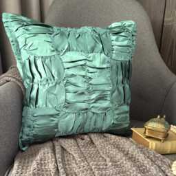 Teal Blue Satin, Ruched Textured Solid Pattern, Contemporary Throw Pillow Cover/Euro Sham - Dreamy - thumbnail 2