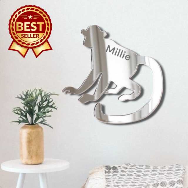 Monkey Acrylic Mirror Wall Art Personalized Engraved Decor - image 1
