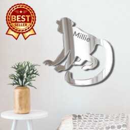 Monkey Acrylic Mirror Wall Art Personalized Engraved Decor