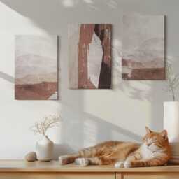 Canvas Art Set Of 3 - Patterns in Shades Brown & Beige, Wall Art, Abstract Decor - thumbnail 1