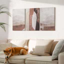 Canvas Art Set Of 3 - Patterns in Shades Brown & Beige, Wall Art, Abstract Decor - thumbnail 2
