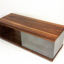 Mignun Straight - Dark Grey Concrete & Black Walnut Coffee Table Tv Stand Console - thumbnail 2