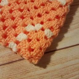 Crochet Baby Afghan, Newborn Blanket, Hat, Peach Color Afghan - thumbnail 4
