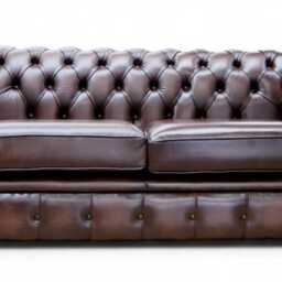 Lounge Sofa Living Room Real Leather 2.5 Seater Chesterfield Brown - thumbnail 3