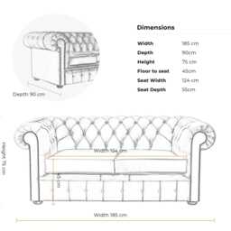 Lounge Sofa Living Room Real Leather 2.5 Seater Chesterfield Brown - thumbnail 4