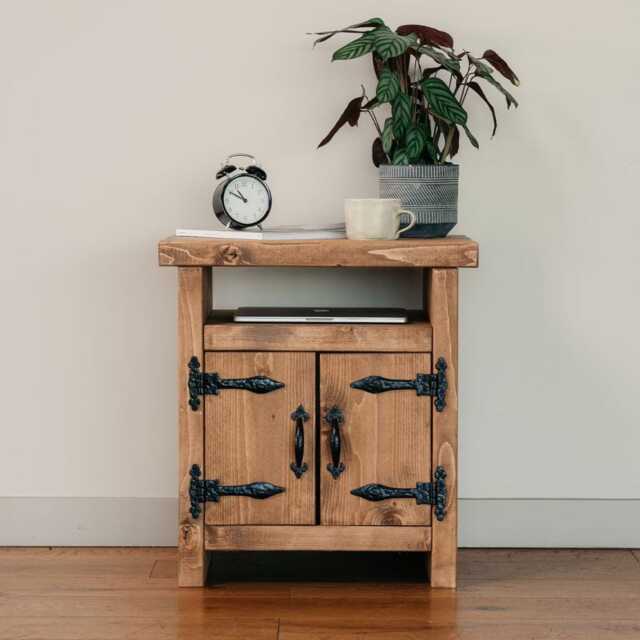 Handmade Solid Pine Side Table, Rustic Entryway Table With Doors - image 1