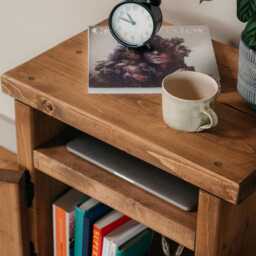 Handmade Solid Pine Side Table, Rustic Entryway Table With Doors - thumbnail 3