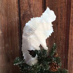 Fluffy Kitty Cat, Persian Christmas Tree Topper, Wreath Decoration, Holiday Decor, Aluminum, Cat Lover Gift, Wall Art Or Yard Stake, Metal - thumbnail 3