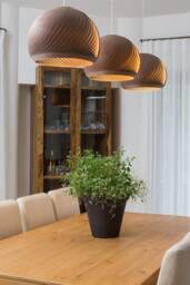 Walnut Pendant Lighting Suspension Luminaire - Veneer Bent Wood Celling Light Japandi- Chandelier Scandinavian Hanging Lamp Wind