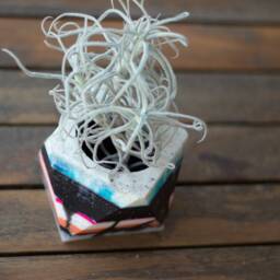 One Of A Kind Geometric Planter, Quirky Home Decor, Unique Gift, Air Plant Holder, Succulent Handmade Upcycled Art, Cute Pot - thumbnail 2