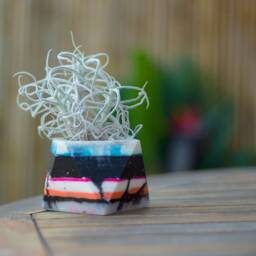 One Of A Kind Geometric Planter, Quirky Home Decor, Unique Gift, Air Plant Holder, Succulent Handmade Upcycled Art, Cute Pot - thumbnail 1