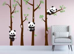 Nursery Panda Bear Bamboo Tree Wall Decal Art Forest Kids Room Stickers #1350