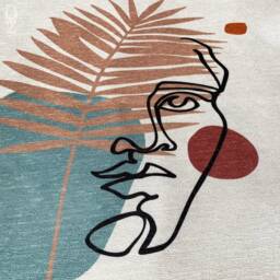 Pillow Cover With Bronze & Blue Abstract Face Statue Pattern - Double Sided Printing On Soft Chenille Fabric Multi Size Options - thumbnail 2