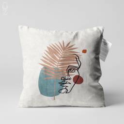 Pillow Cover With Bronze & Blue Abstract Face Statue Pattern - Double Sided Printing On Soft Chenille Fabric Multi Size Options - thumbnail 1