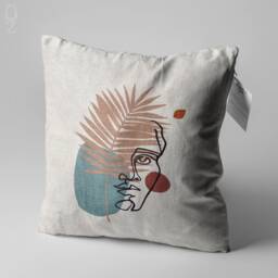 Pillow Cover With Bronze & Blue Abstract Face Statue Pattern - Double Sided Printing On Soft Chenille Fabric Multi Size Options - thumbnail 3