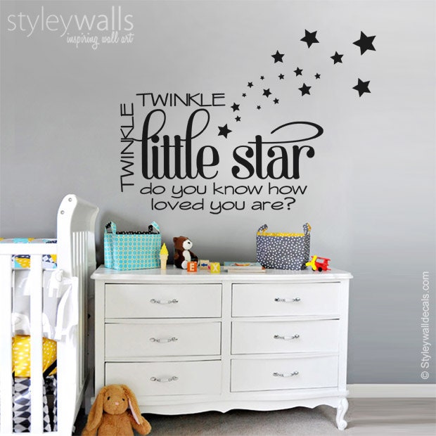 Stars Wall Decal, Twinkle Little Star Quote, Night Sticker For Nursery Decor - image 1