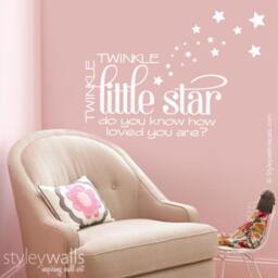 Stars Wall Decal, Twinkle Little Star Quote, Night Sticker For Nursery Decor - thumbnail 2
