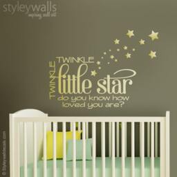 Stars Wall Decal, Twinkle Little Star Quote, Night Sticker For Nursery Decor - thumbnail 3