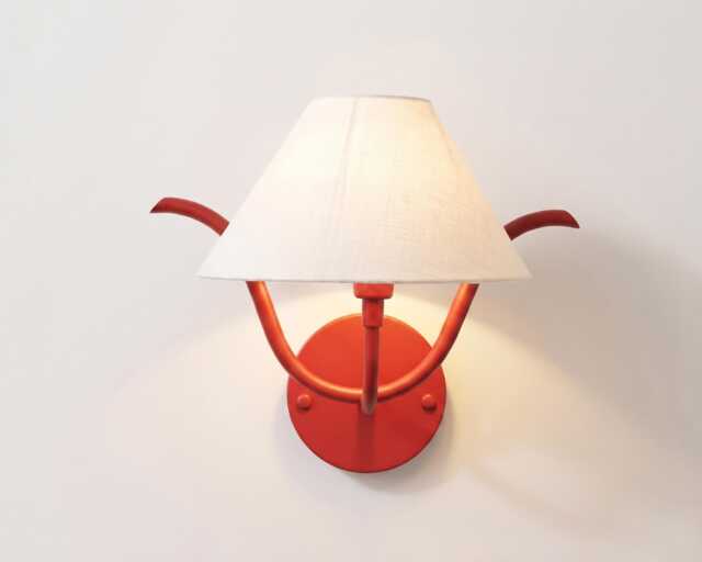 Wall Light Red Modern Fabric Shade Sconce, Luxury Artistic Bedroom Bedside Lamp, Scandinavian Lighting Fixture - image 1