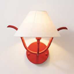Wall Light Red Modern Fabric Shade Sconce, Luxury Artistic Bedroom Bedside Lamp, Scandinavian Lighting Fixture - thumbnail 3
