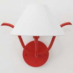 Wall Light Red Modern Fabric Shade Sconce, Luxury Artistic Bedroom Bedside Lamp, Scandinavian Lighting Fixture - thumbnail 2