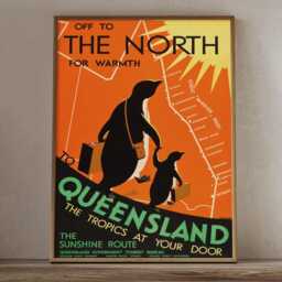 Vintage Queensland Australia Travel Poster Barrier Reef Tourism Wall Art Print - thumbnail 2