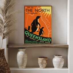 Vintage Queensland Australia Travel Poster Barrier Reef Tourism Wall Art Print - thumbnail 3
