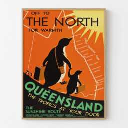 Vintage Queensland Australia Travel Poster Barrier Reef Tourism Wall Art Print - thumbnail 1