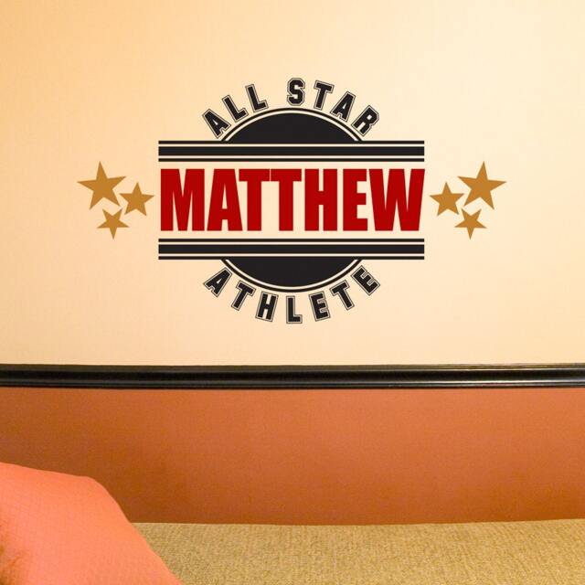 Personalized Name Wall Decal, All Star Athlete, Custom Name, Bedroom Decor, Sports Monogram, Children's Nursery Wall Decor - image 1