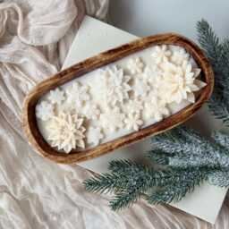 3 Wick Large Christmas Dough Bowl Candle, Scented Snowflake Soy Candle, Festive Decor Gift For Her, Winter Table Decor, Holiday Gift Women - thumbnail 3