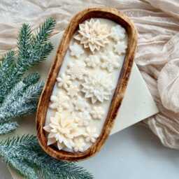 3 Wick Large Christmas Dough Bowl Candle, Scented Snowflake Soy Candle, Festive Decor Gift For Her, Winter Table Decor, Holiday Gift Women - thumbnail 2