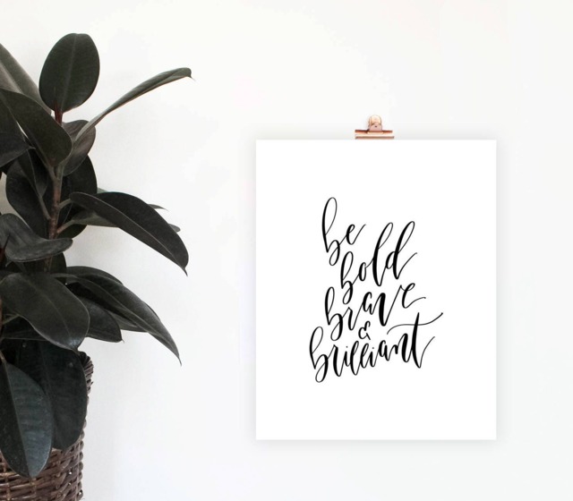 Be Bold Brave & Brilliant Download, Inspirational Print, Simple Wall Decor, Printable Minimalist Art, Nursery Kids Room Art - image 1
