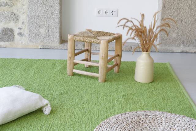 5.5x8 Handwoven Green Rug, Solid Area Living Room Boho Kids Bedroom Play Gr??ner Teppich - image 1